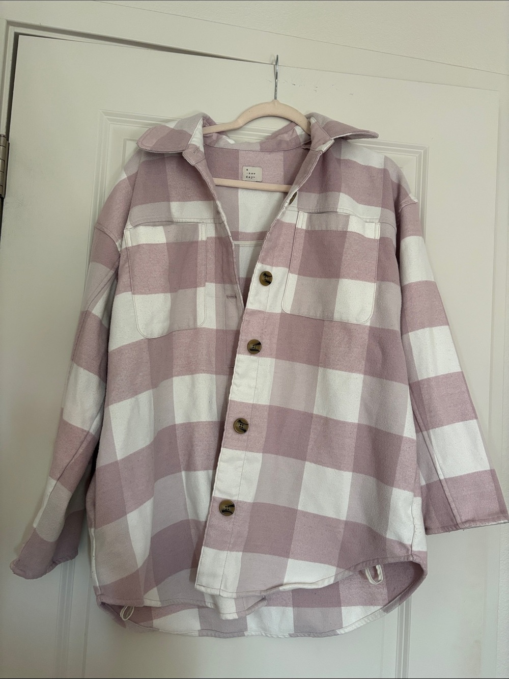 a new day Pink and White Plaid Shacket